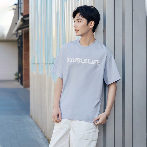 361° short-sleeved men's spring and summer pure cotton sports t-shirt loose round neck casual printed top 652519106-4