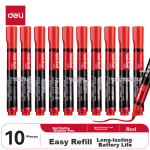 Deli thick head refillable ink marker oily big head logistics express office marker red 10 pieces/box S552 - Image 2