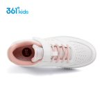 361° children's four seasons skateboard shoes for boys and girls (3-12 years old) versatile Velcro skateboard shoes white shoes pink 37 - Image 8