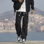 CLOR American workwear casual pants men's spring and summer trendy functional pants loose windproof straight pants CL18 black 3XL - Image 2