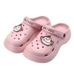 BAIHOU White Monkey Women's Hole Shoes Summer Garden Cartoon Indoor Beach Baotou Sandals D-01 Purple Pink 36-37 - Image 6