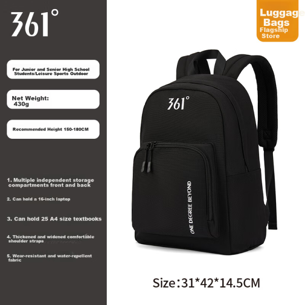 361° Backpack Travel Waterproof Large Capacity Business Travel Men and Women's Backpack Outdoor Mountaineering Bag Black