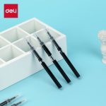 Deli (deli) new push straight liquid pen refill 0.5mm bullet head neutral pen ink flow smooth writing smooth black pen refill 10 / box SF10