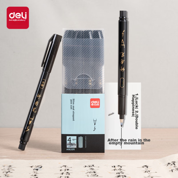 Deli Lianzhong Sanyuan uncapped neutral pen exam pen exam neutral pen exam preparation brush pen 0.5mm full needle black exam available 12 pieces/box S103