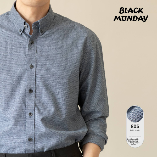 BLACKMONDAY [80 long-staple cotton] pure cotton long-sleeved shirt men's spring and autumn cotton free ironing men's casual business shirt