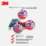 3M 1600# General purpose electrical insulation tape for office and home decoration, lead-free, flame retardant, high temperature resistant, black, 18mm*20m*0.15mm, 5 rolls - Image 6