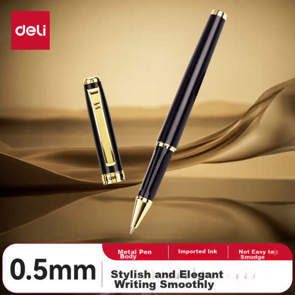 Deli (deli) high-value business metal signature pen office study neutral pen ballpoint pen gift box imported ink writing smooth S86