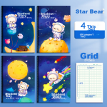 Juvenile companion X Senmu diary elementary school children cartoon cute Tianzi square A5 diary car line book starry sky bear square 4 books CXA5030A303 - Image 7
