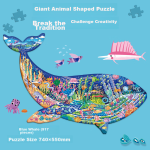 BANGSON Irregular Jigsaw Puzzle Advanced Children's Toys Boys Girls Children's Day Gift 6 Years Old + Blue Whale - Image 3