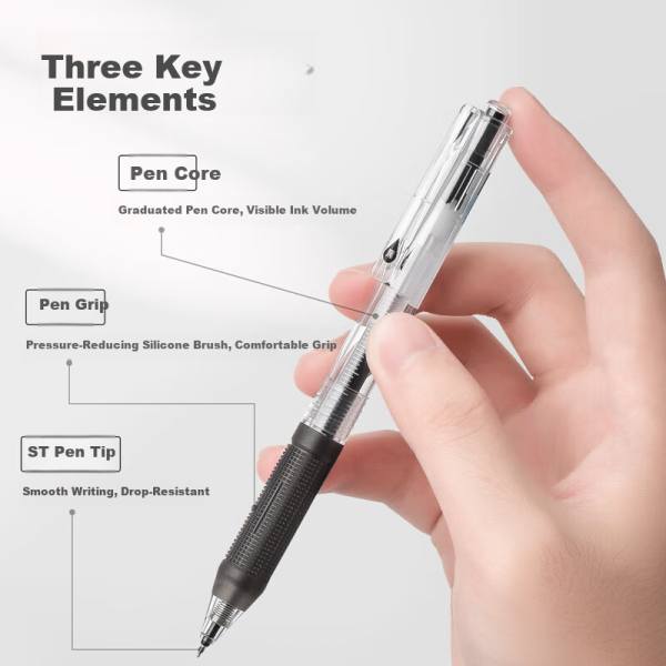 BAOKE PC1848 1.0mm large capacity black gel pen quality office signature pen frosted pen holder water pen 12 pieces/box