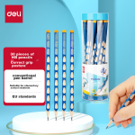 Deli hole pen pencil 10 HB writing pencils easy to grip children's posture correction student calligraphy pen gift (blue) HC806-HB Children's Day gift for girls